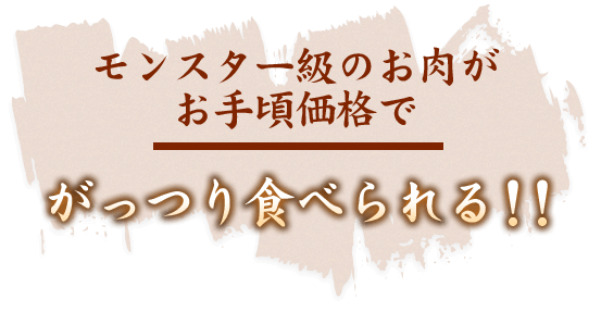 モンスター級のお肉がお手頃価格で がっつり食べられる！！